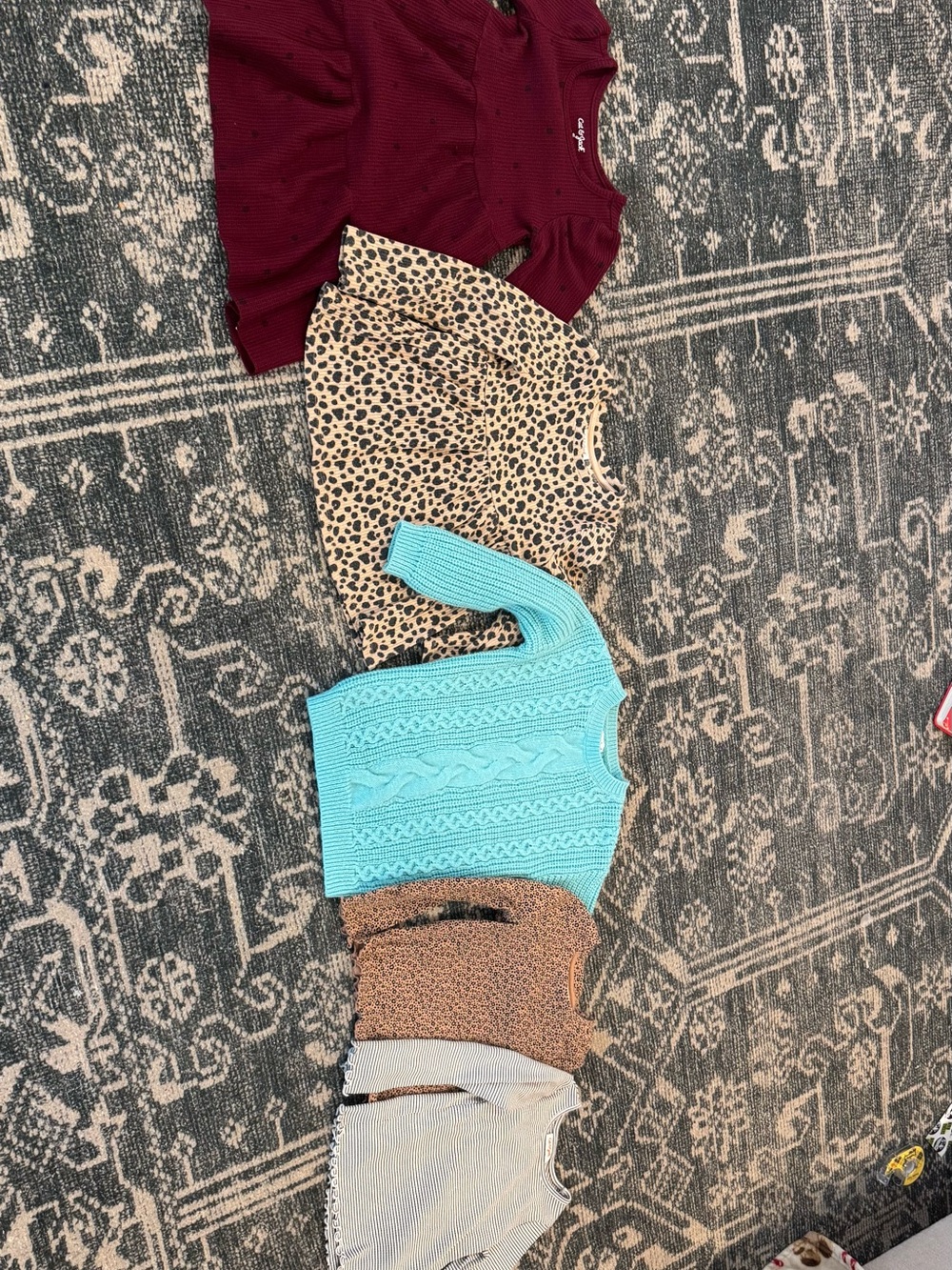 Cat & Jack Aqua Cable-Knit Crew Sweater 4T girls bundle